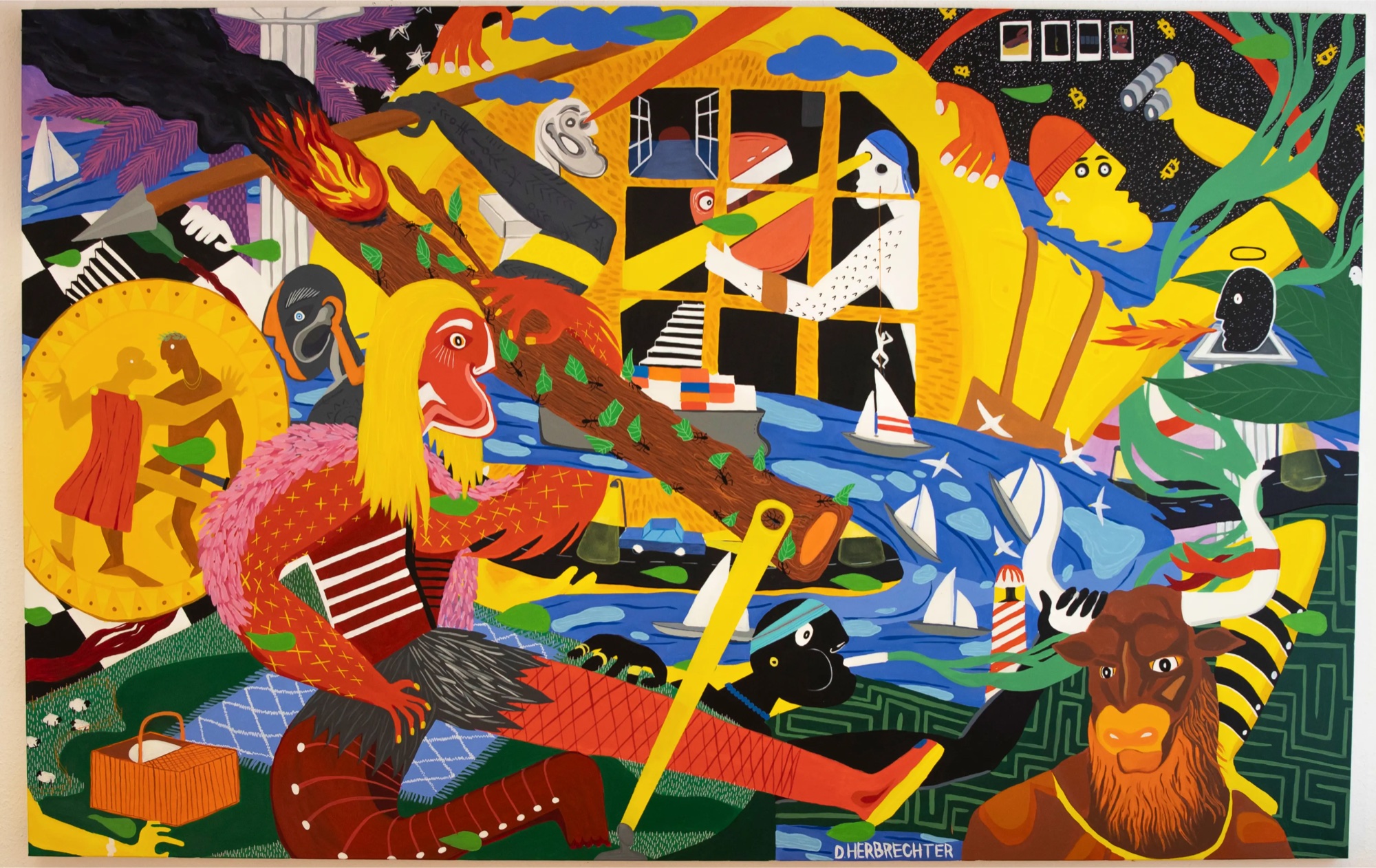 Painting No. 7 by David Herbrechter — acrylic on canvas, figurative city scene