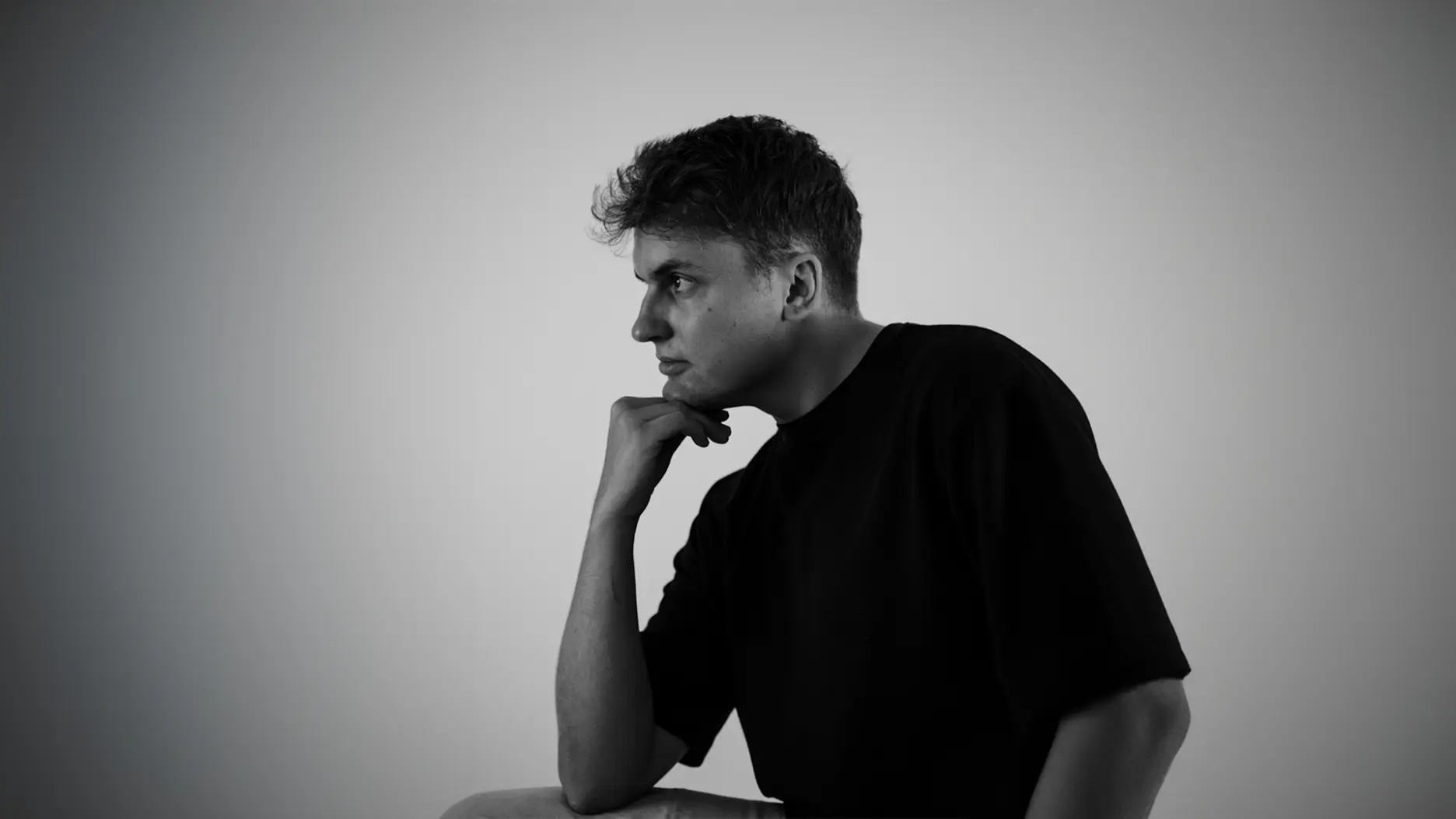 David Herbrechter, art director and artist, black-and-white portrait